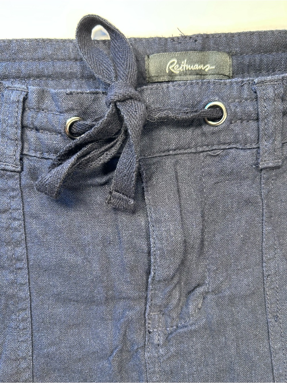 Reitmans Navy Blue Linen Blend Skort Women’s Size 4 Drawstring Utility Pockets - Picture 9 of 11